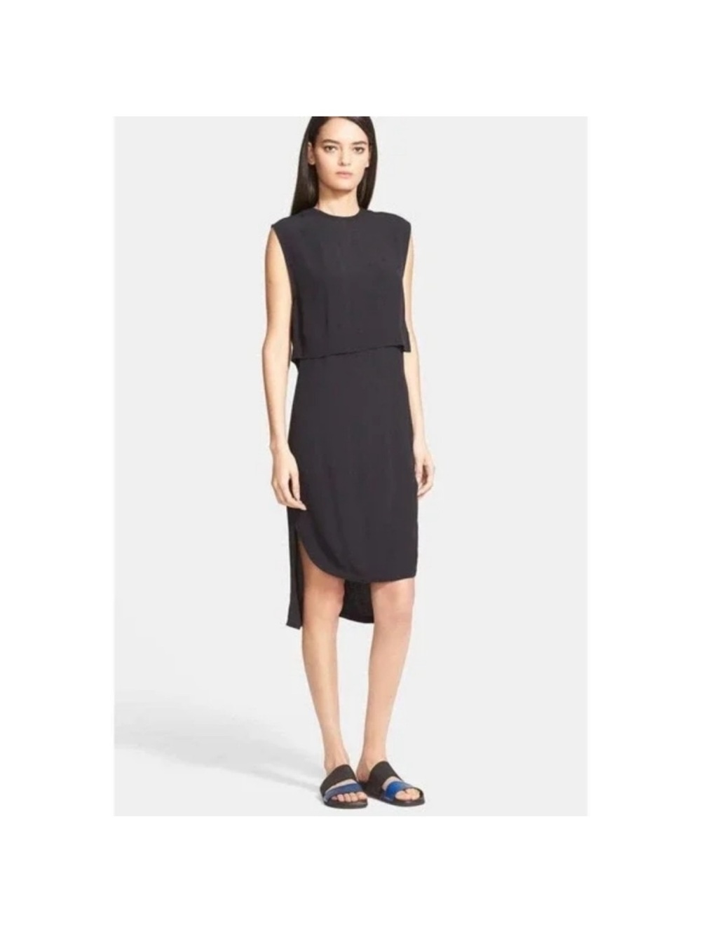 Helmut Lang Navy‎ Blaze Layered Dress High Low Size 0